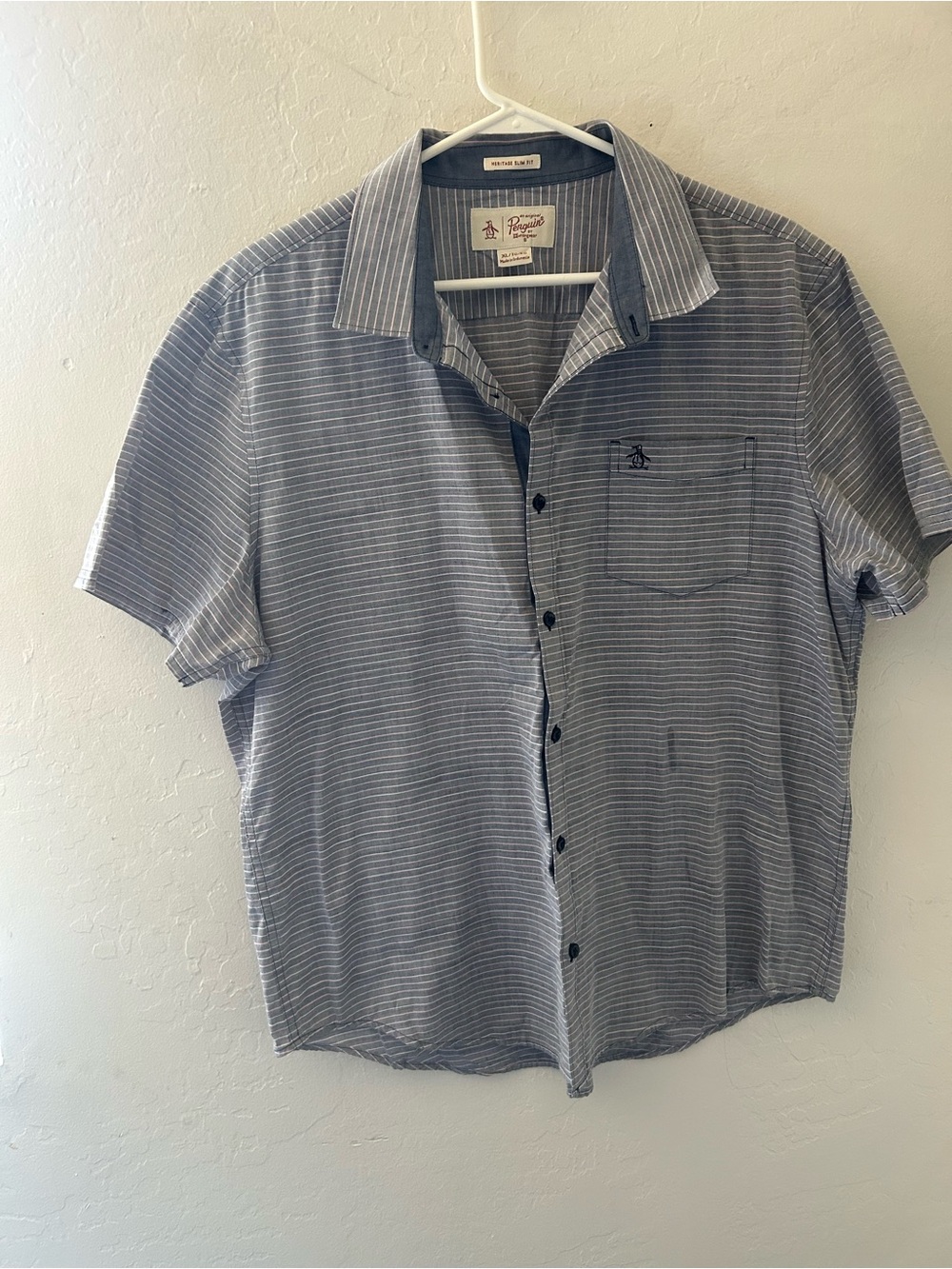 Original Penguin Blue Striped Short-Sleeve Button-Up Shirt